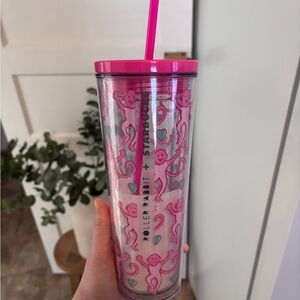 Starbucks x Roller Rabbit Pink Tumbler